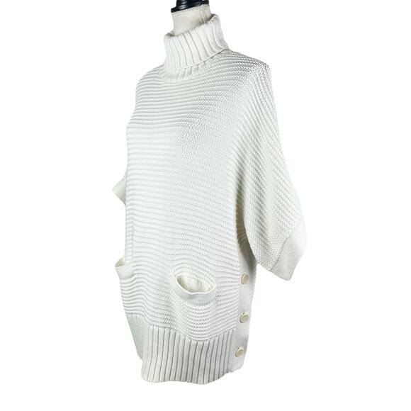 J Crew Turtleneck Poncho Sweater Short Sleeve Ivory Merino Wool Blend Size Small - Picture 5 of 8